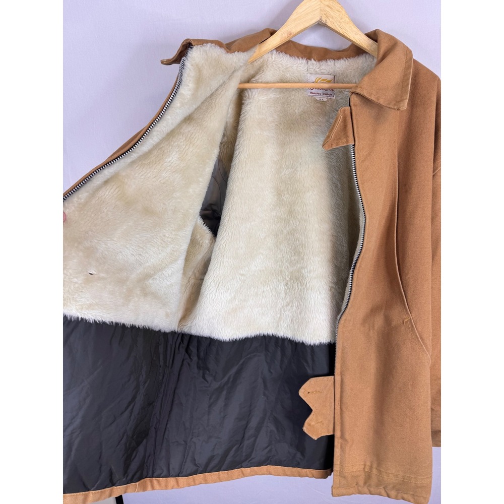 Vintage Brush Fire Canvas Work Jacket Sherpa Lined Duck‎ Chore Coat Brown Men 48 - Picture 9 of 13